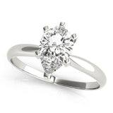 14K White Gold Solitaire Pear Shape Diamond Engagement Ring