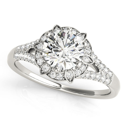 18K White Gold Vintage Round Shape Diamond Engagement Ring