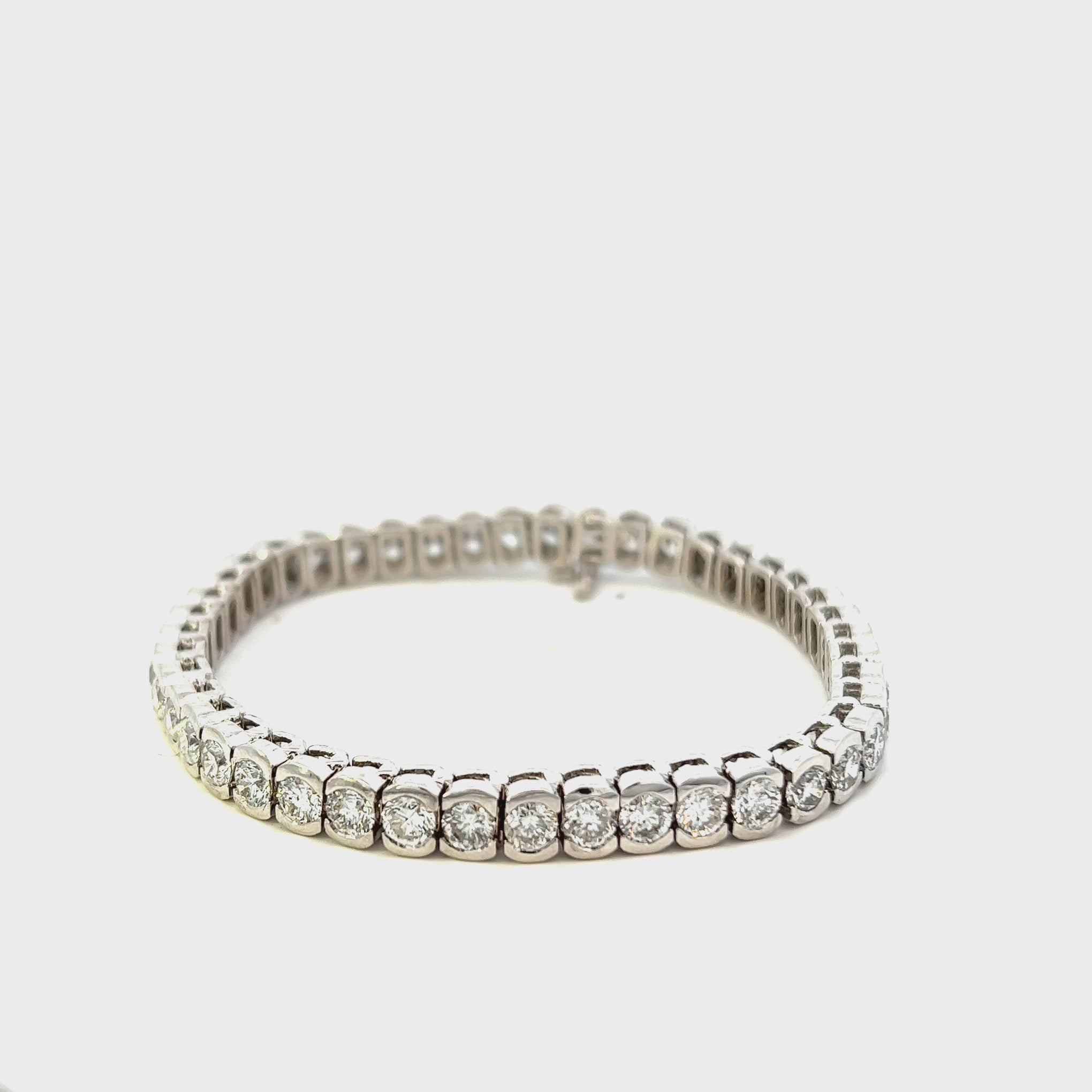 14KT White Gold Half Bezel Straight Line Diamond Bracelet