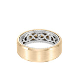 8MM Men's Contemporary Wedding Band - Bright Brush Finish and Bevel Edge with Inside Infinity Pattern and Rope Edge