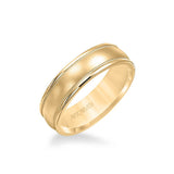 6.5MM Men's Wedding Band - Brush Finish with Milgrain Accents and Round Edge