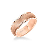 7.5MM Men's Classic Wedding Band - Domed Crystalline Finish and Flat Edge