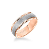 7.5MM Men's Classic Wedding Band - Domed Crystalline Finish and Flat Edge