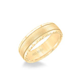 7MM Men's Wedding Band - Soft Sand Finish and Round Edge with Rope Detail and Milgrain Accents