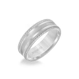 7MM Men's Wedding Band - Bright Brush Finish with Milgrain Accents and Serrated and Rope Edge