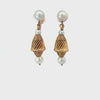Estate 14KT Yellow Gold And Akoya Pearl Twisted Drop Earring