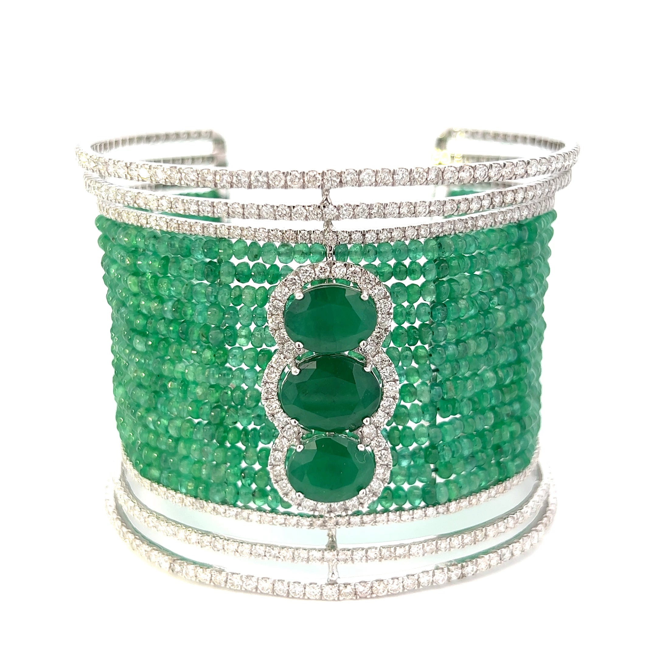 Emerald And Diamond Cuff Bracelet