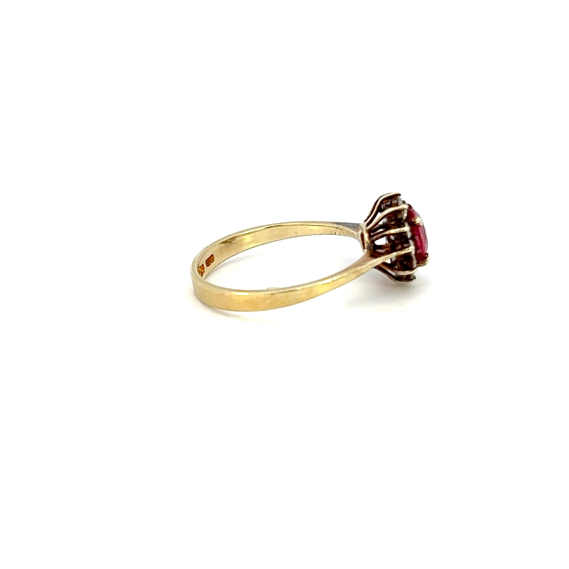 VINTAGE 14K YELLOW GOLD RUBY DIAMOND RING