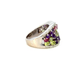 Estate 14KT White Gold Natural Gem Floral Ring