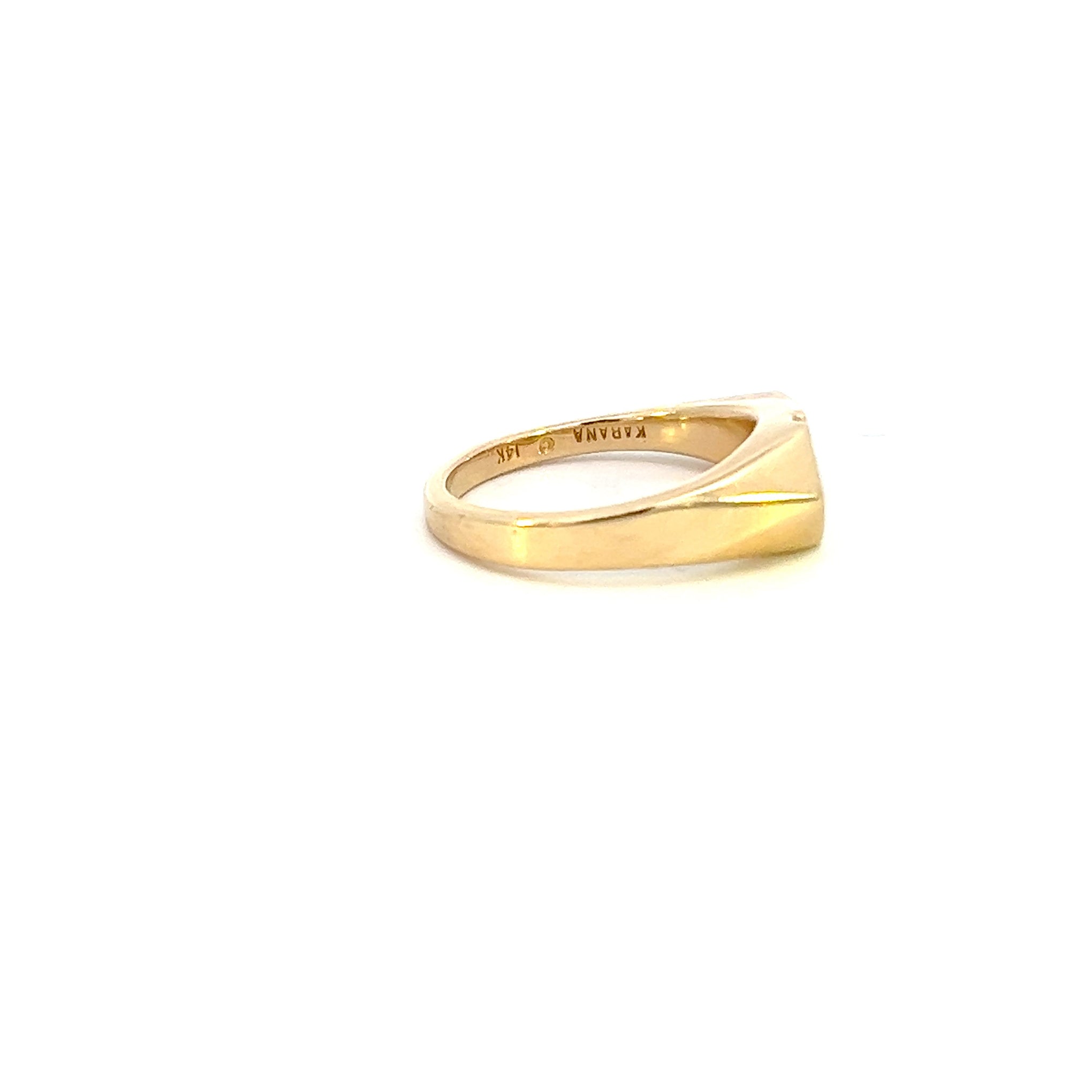 ESTATE 14KT YELLOW GOLD ROUND CUT CORAL DIAMOND RING