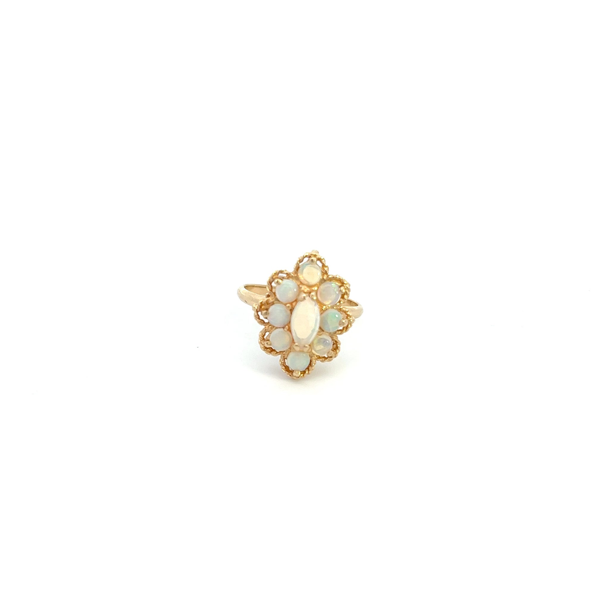 Estate 14KT Yellow Gold White Opal Ring