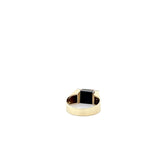 Vintage 14KT Yellow Gold Black Onyx And Tiger Eye Diamond Ring