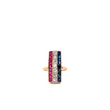 Vintage Art Deco 14KT Rose Gold Ruby, Sapphire And Diamond Ring