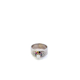 MULTI COLOR GEMSTONE AND DIAMOND RING