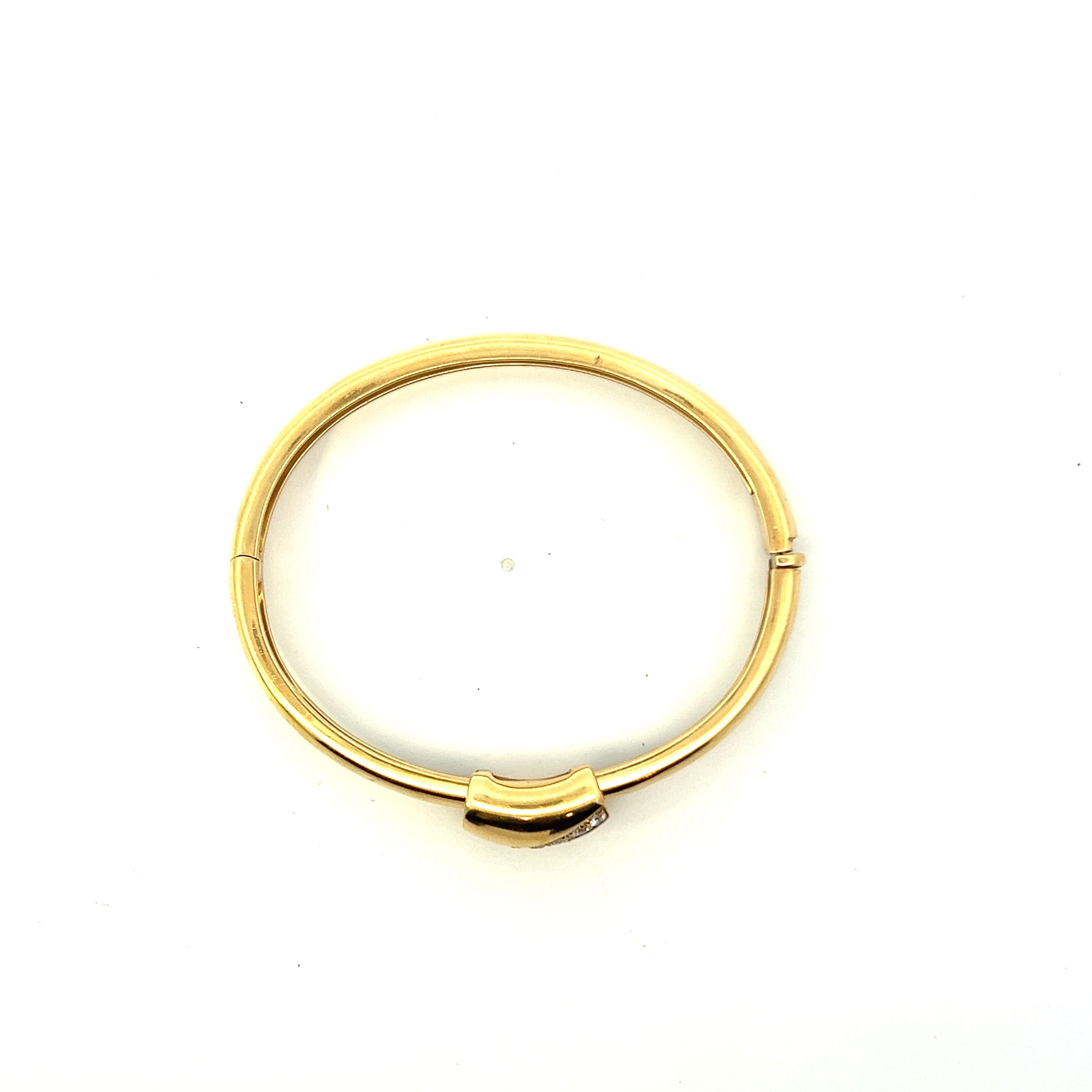 Vintage Piaget 18KT Yellow Gold Round Cut Diamond Bangle