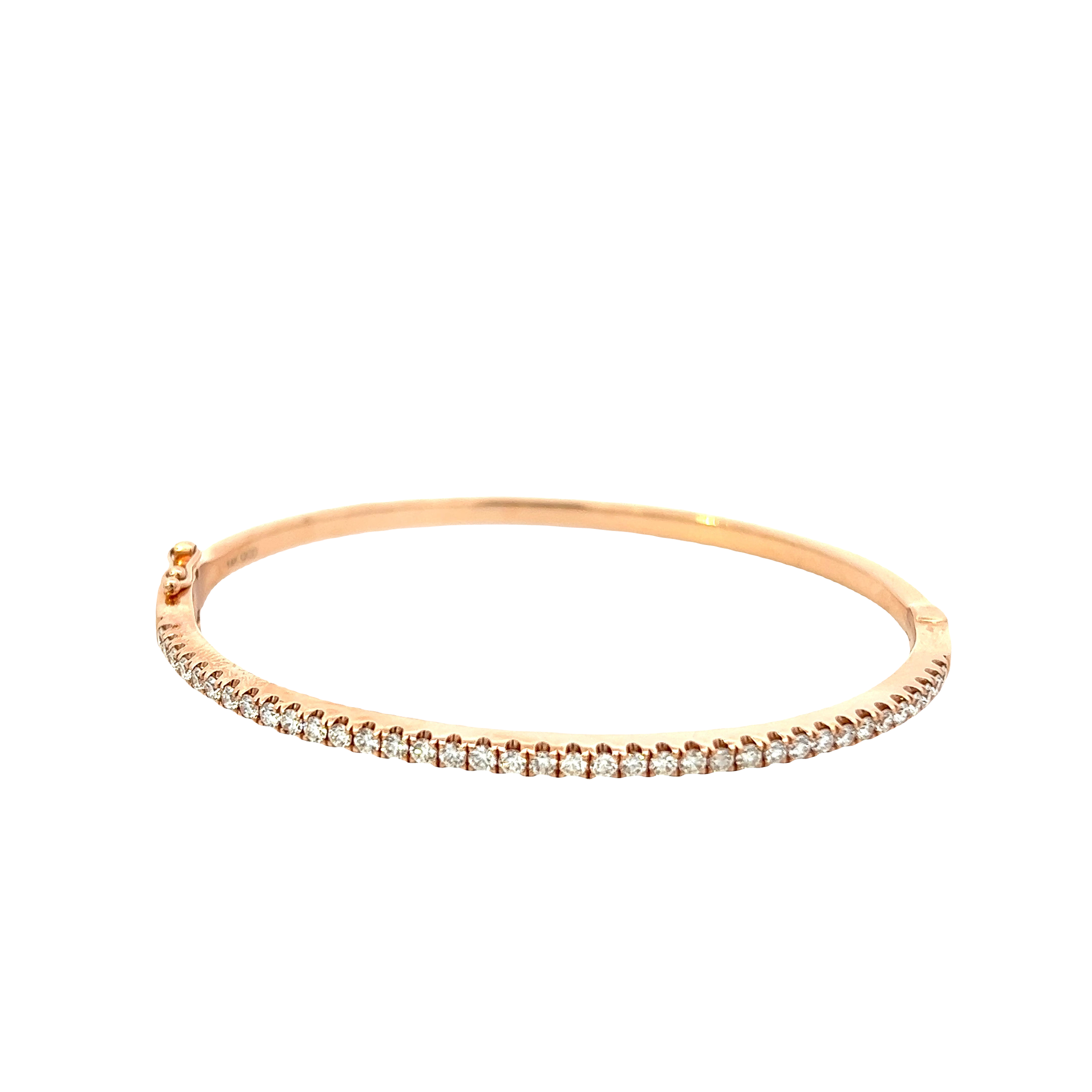 14KT Rose Gold Round Cut Diamond Bangle