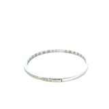 14KT White Gold Round Cut Diamond Bangle With Filigree Design