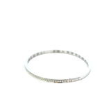 14KT White Gold Round Cut Diamond Bangle With Filigree Design