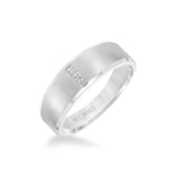 7MM Men's Contemporary Three Stone Diamond Wedding Band - Brush Finish and Step Edge