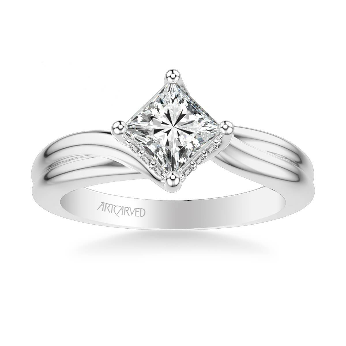 Whitney Contemporary Solitaire Twist Diamond Engagement Ring