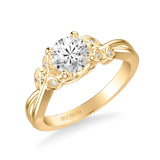 Corinne Contemporary Side Stone Floral Diamond Engagement Ring