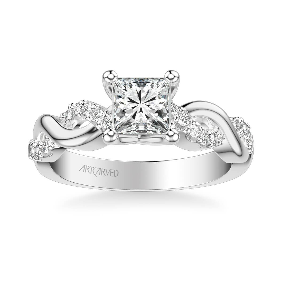 Gabriella Contemporary Side Stone Twist Diamond Engagement Ring