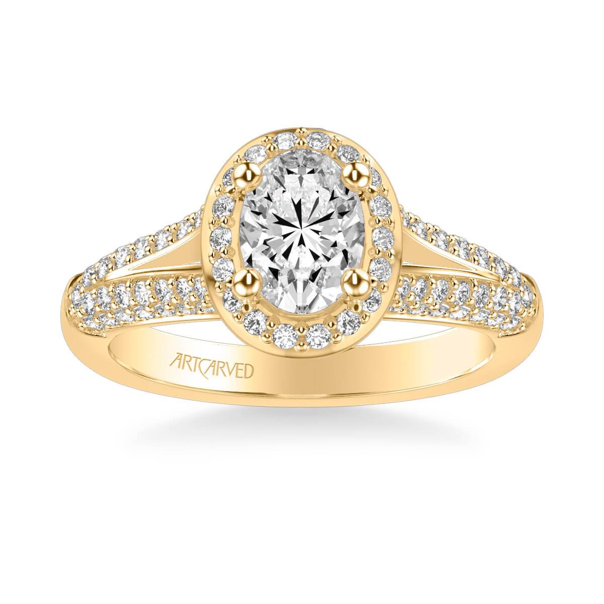 Ariel Classic Oval Halo Diamond Engagement Ring
