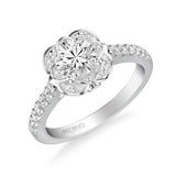 Skyler Contemporary Floral Halo Diamond Engagement Ring