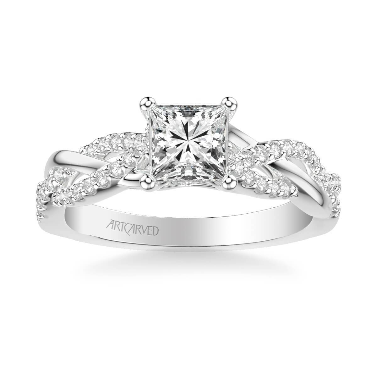 Virginia Contemporary Side Stone Twist Diamond Engagement Ring