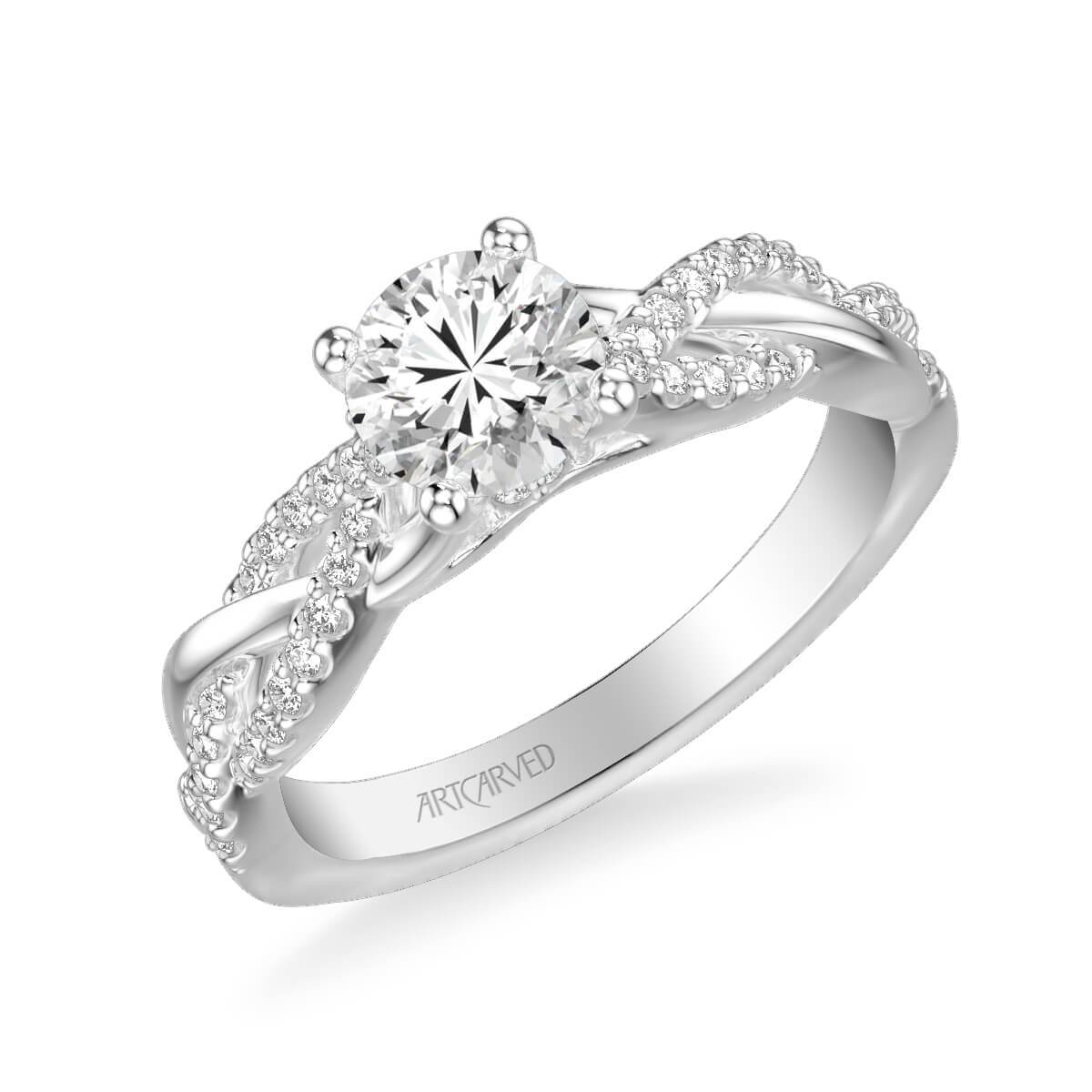 Virginia Contemporary Side Stone Twist Diamond Engagement Ring