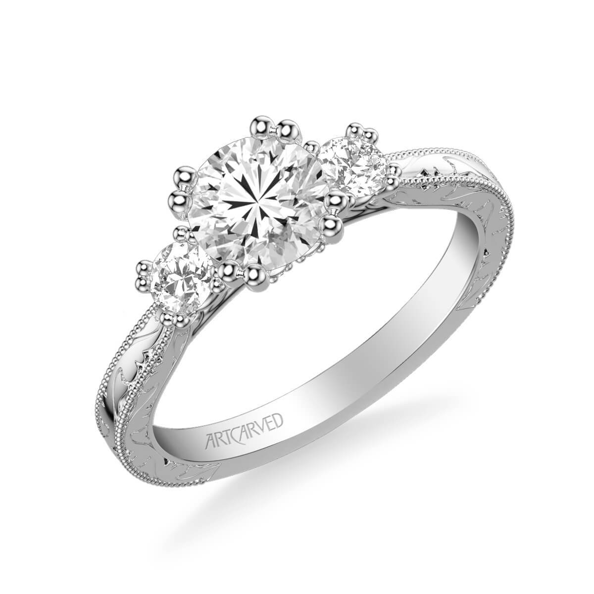 Anabelle Vintage Three Stone Diamond Engagement Ring