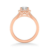 Farrah Vintage Round Halo Diamond Engagement Ring