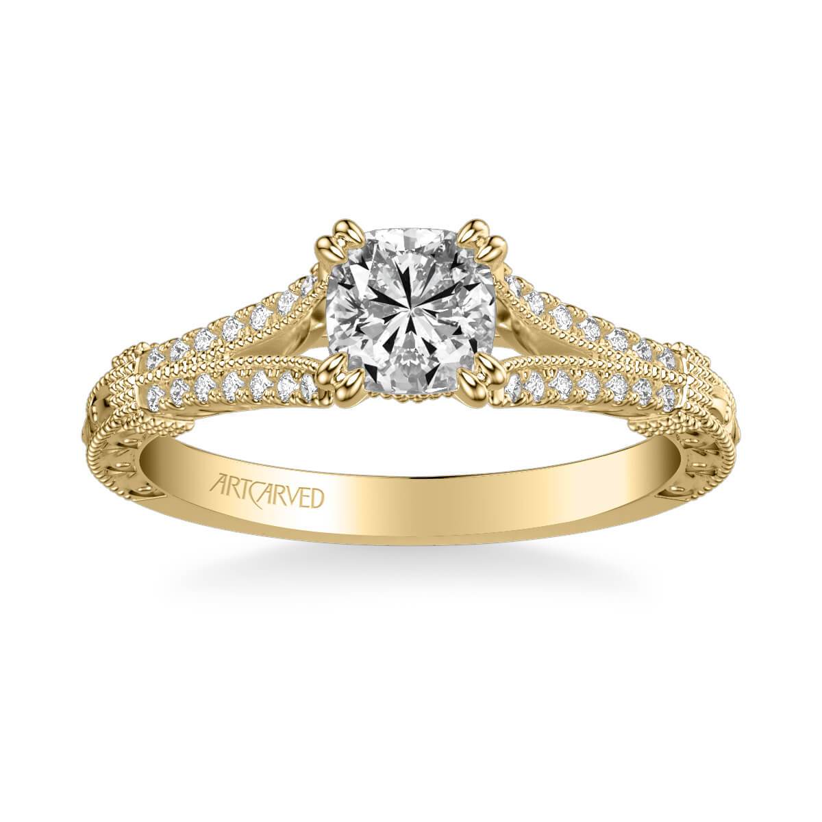 Angelina Vintage Side Stone Diamond Engagement Ring