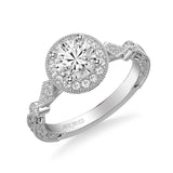 Crystal Vintage Round Halo Diamond Engagement Ring