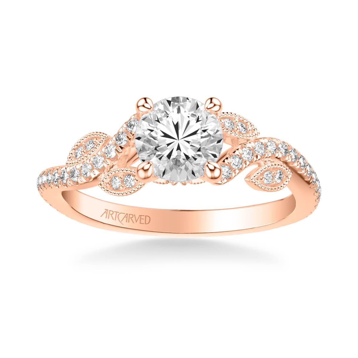 Milena Contemporary Side Stone Floral Diamond Engagement Ring