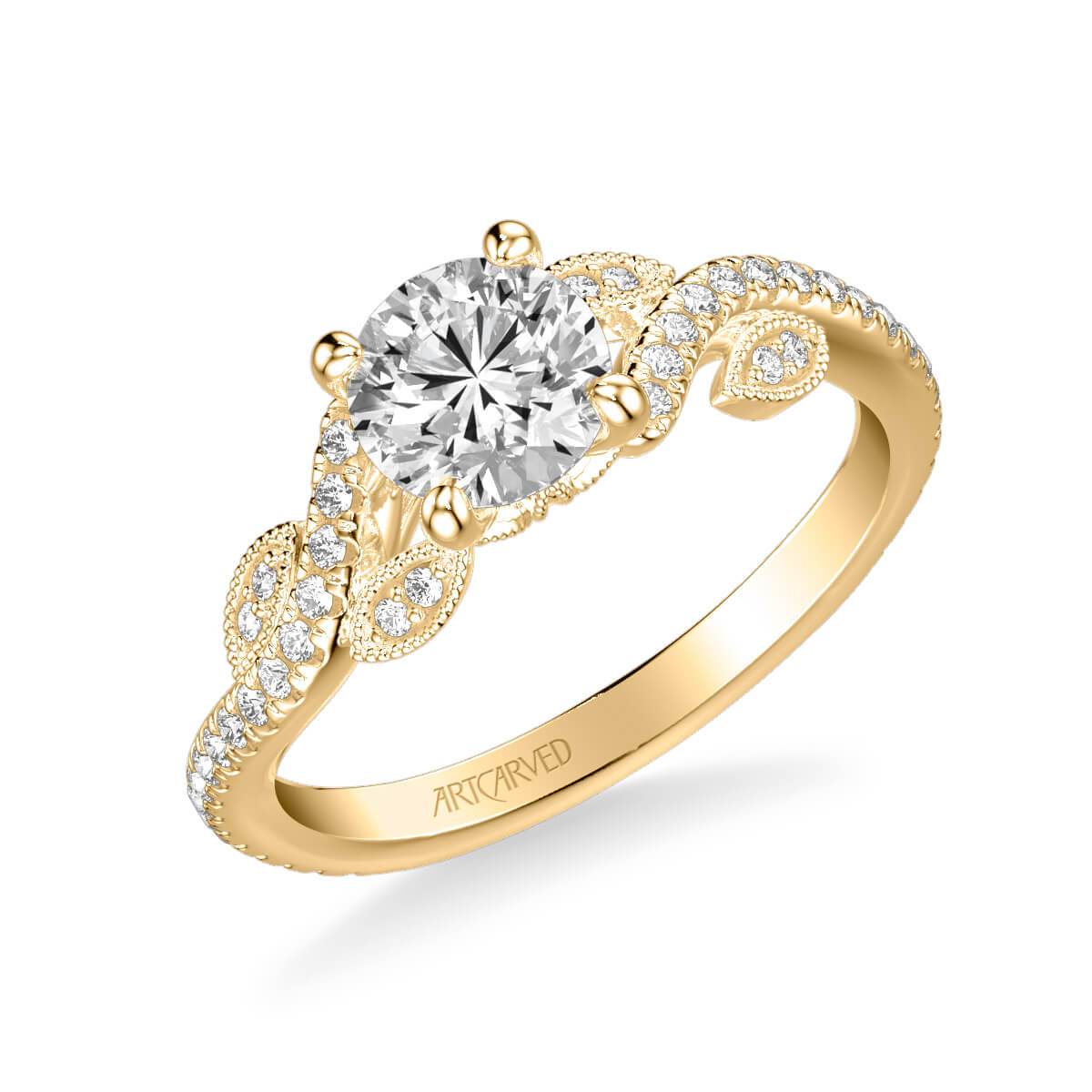 Milena Contemporary Side Stone Floral Diamond Engagement Ring