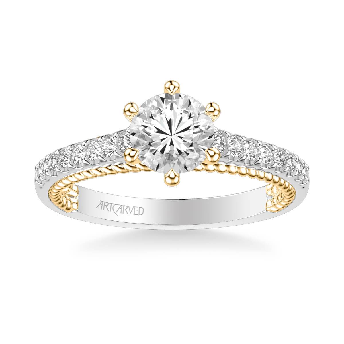 Ilena Contemporary Side Stone Rope Diamond Engagement Ring