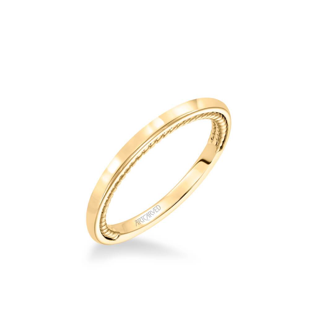 Cameron Contemporary Polished and Rope Wedding Band
