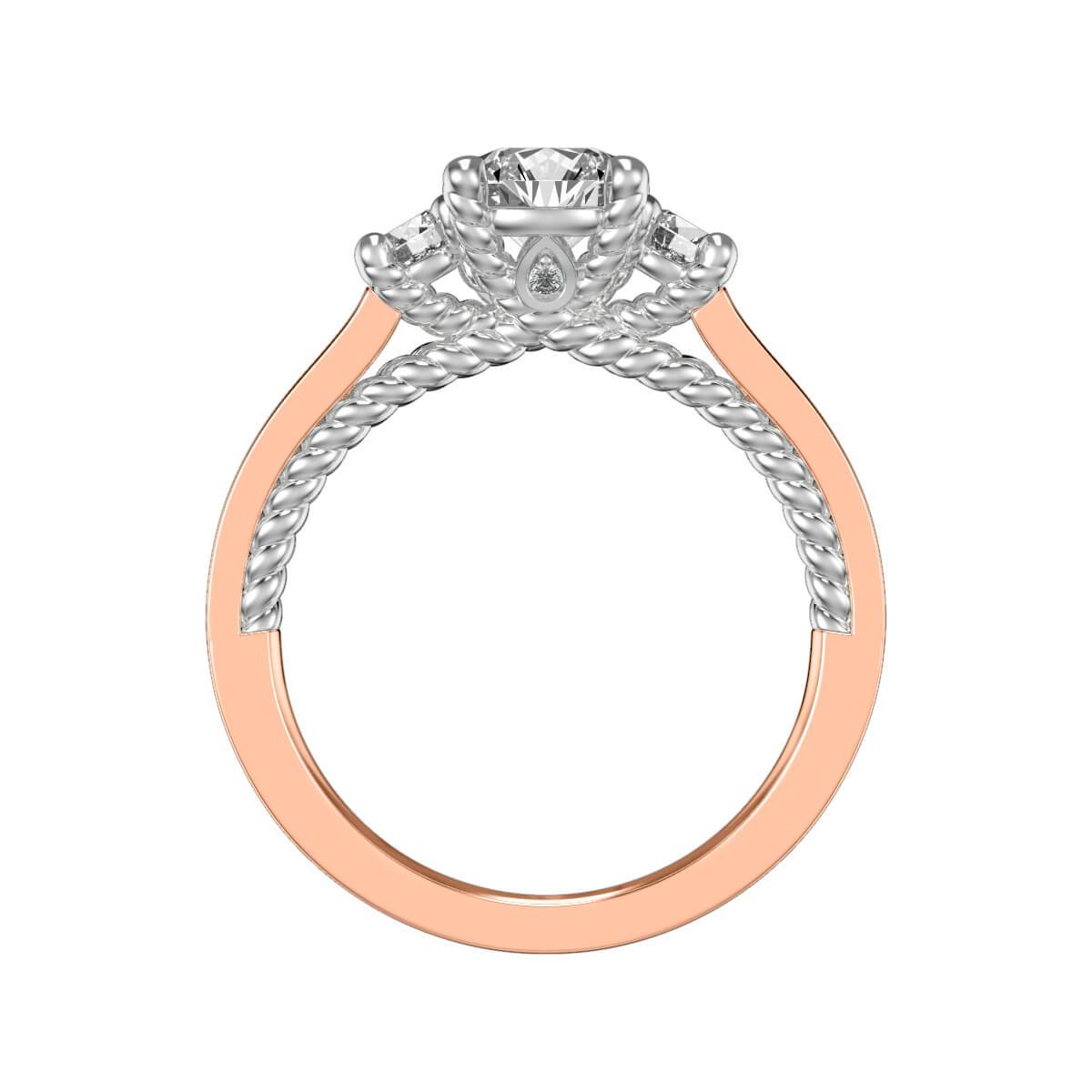 Marlow Contemporary Three Stone Rope Diamond Engagement Ring