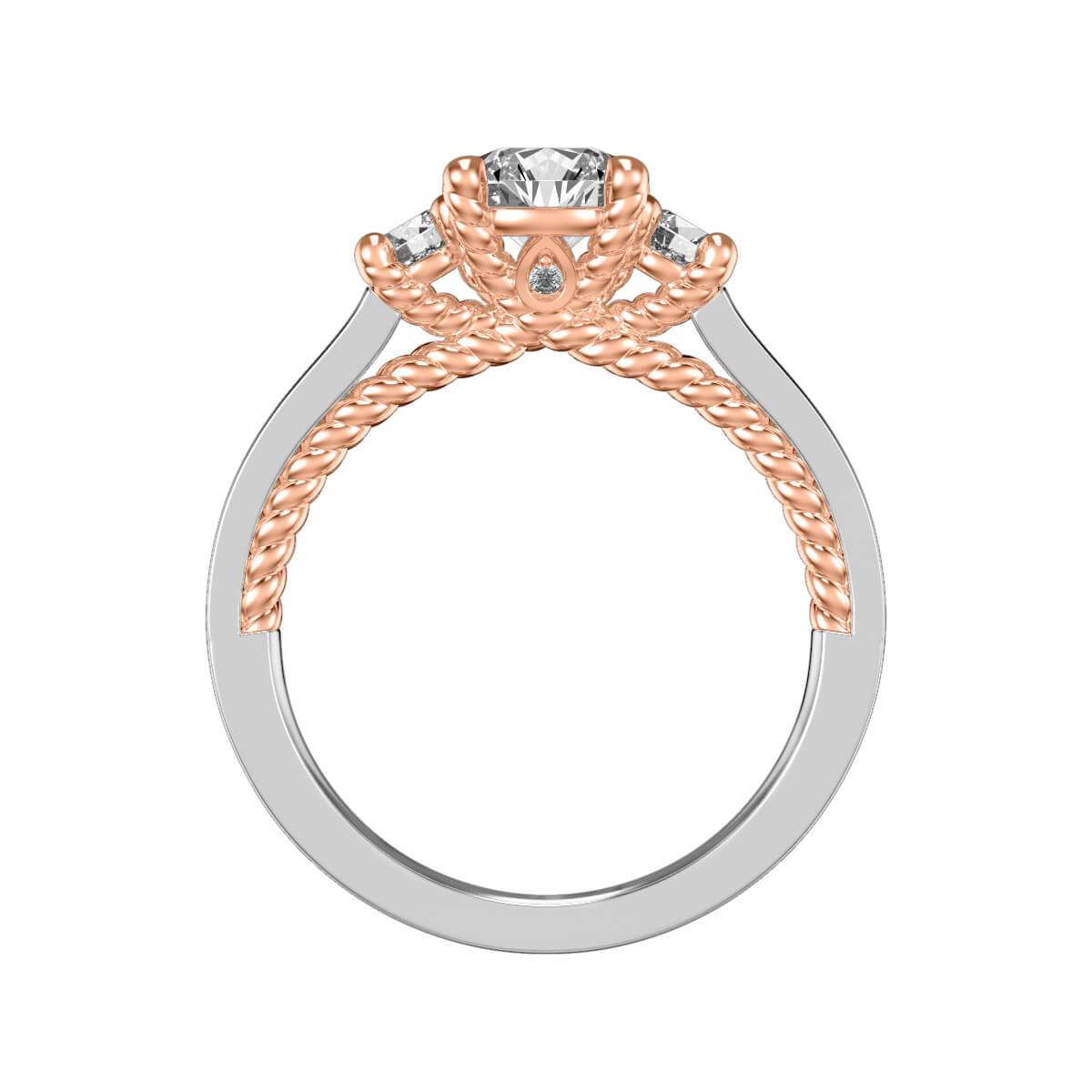 Marlow Contemporary Three Stone Rope Diamond Engagement Ring
