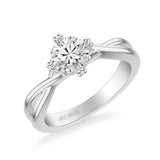 Kennedy Contemporary Solitaire Side Stone Twist Diamond Engagement Ring