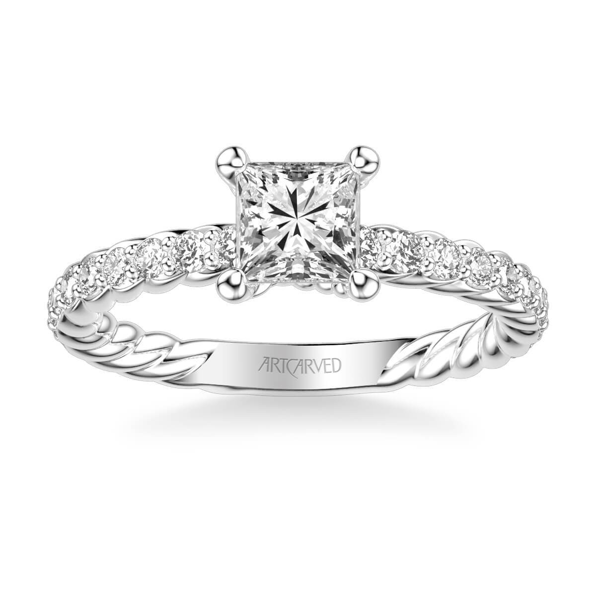 Wren Contemporary Side Stone Rope Diamond Engagement Ring