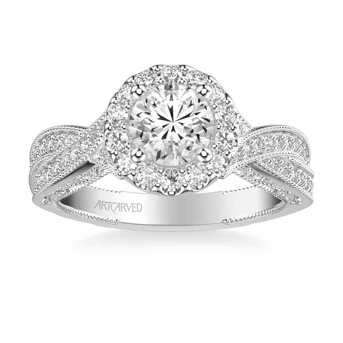 Lucinda Vintage Round Halo Heritage Collection Diamond Engagement Ring