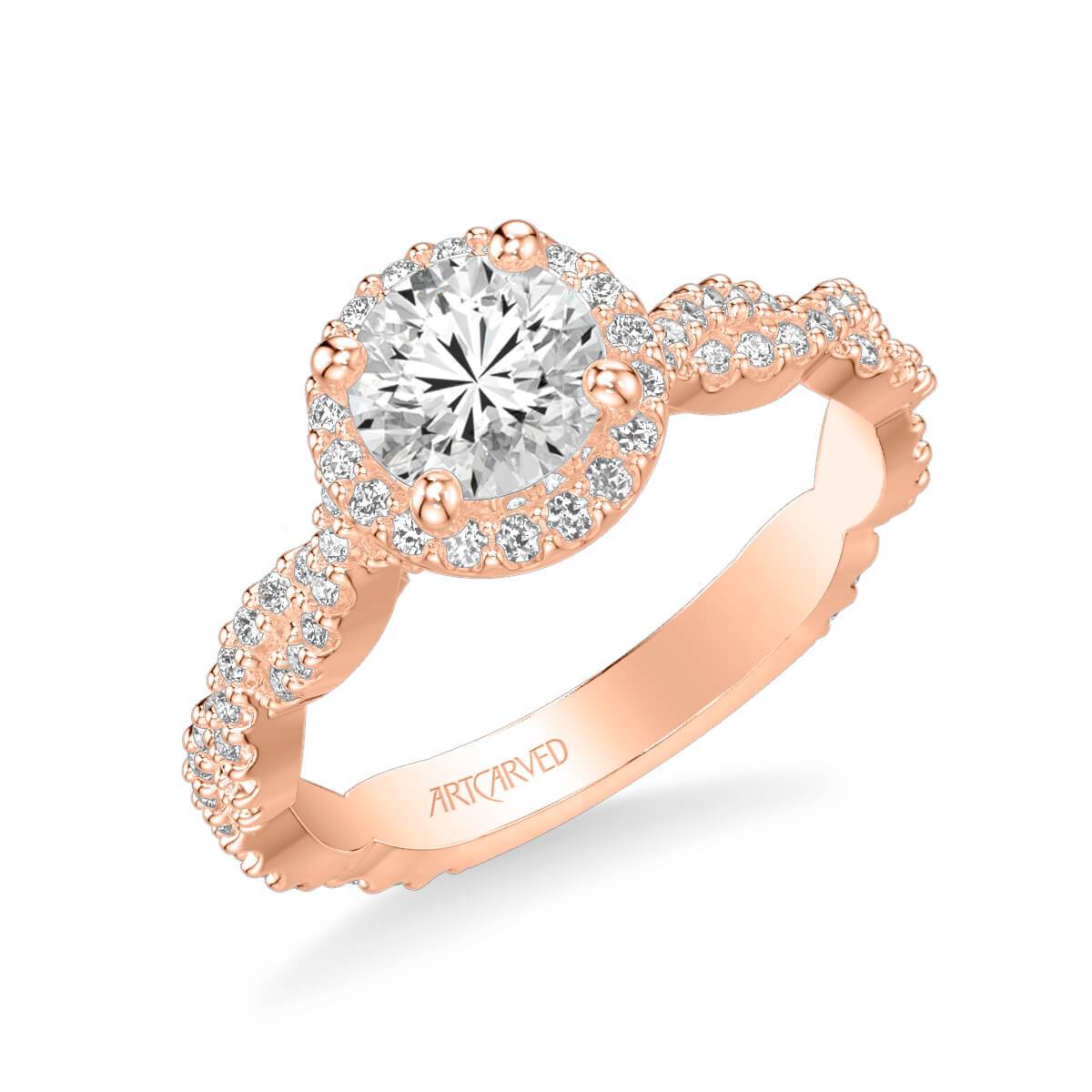 Gianna Contemporary Round Halo Twist Diamond Engagement Ring