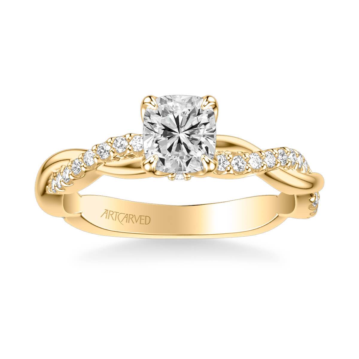 Daffodil Contemporary Side Stone Floral Diamond Engagement Ring