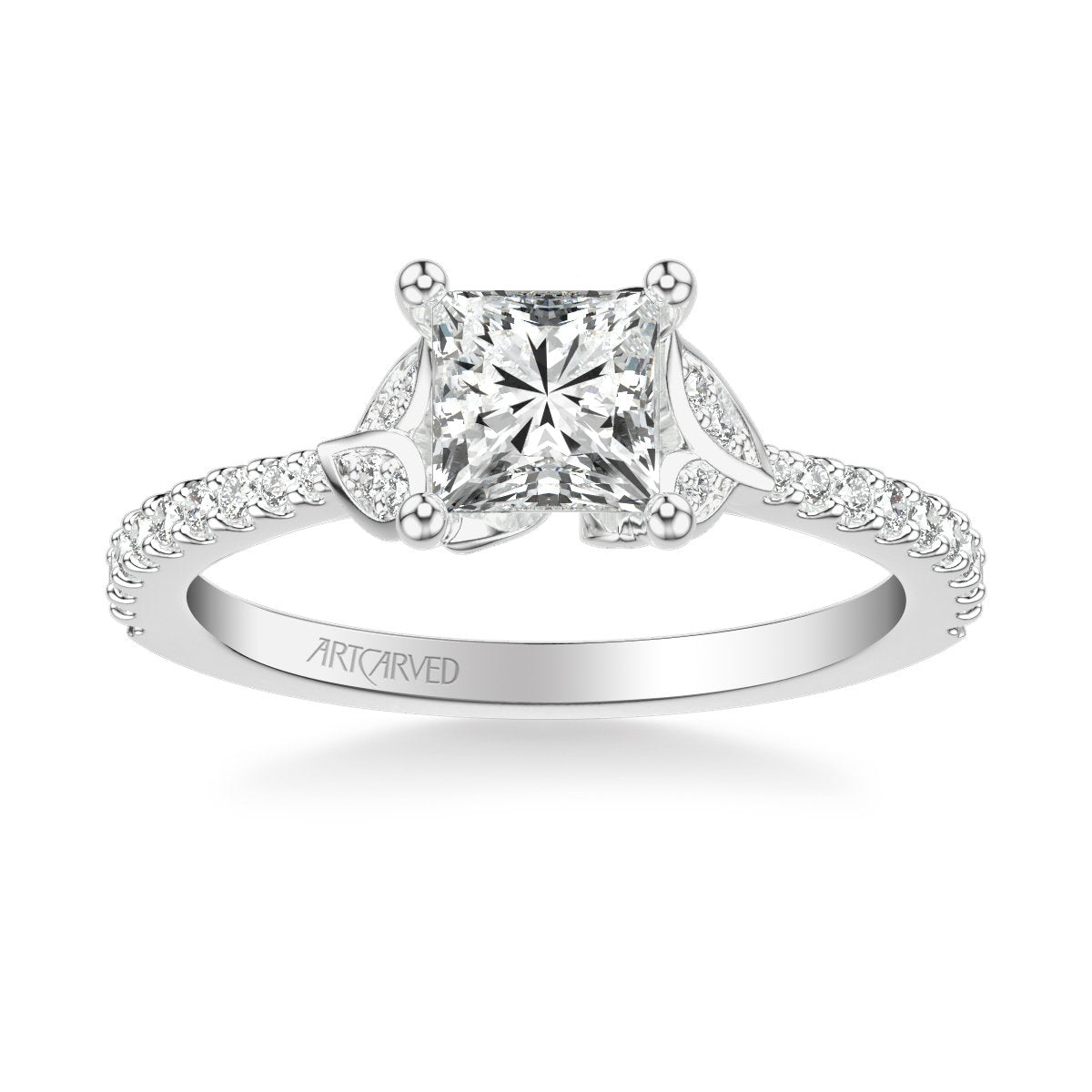 Bluebelle Contemporary Side Stone Floral Diamond Engagement Ring
