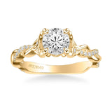Amaryllis Contemporary Side Stone Floral Diamond Engagement Ring