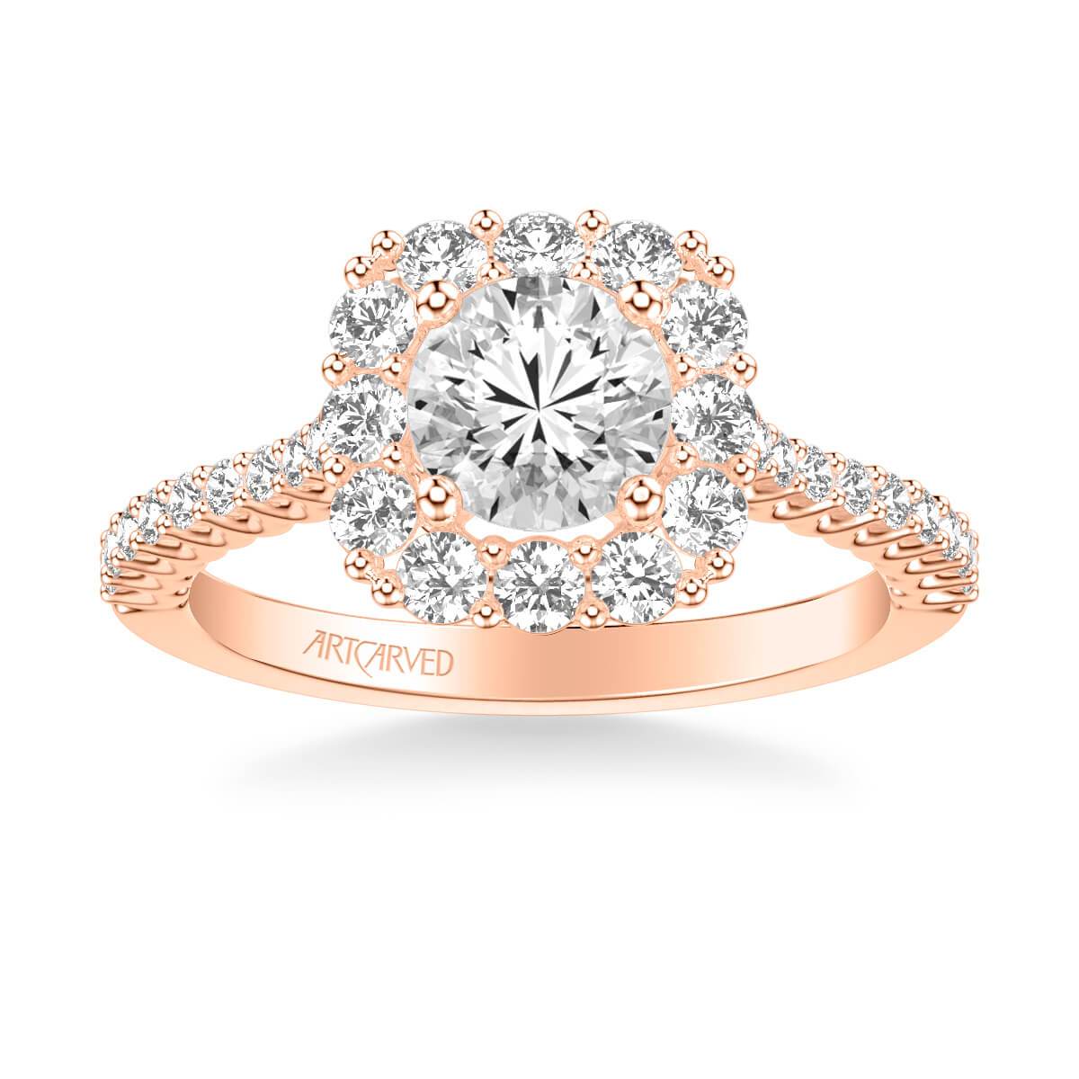 Dolly Classic Cushion Halo Diamond Engagement Ring