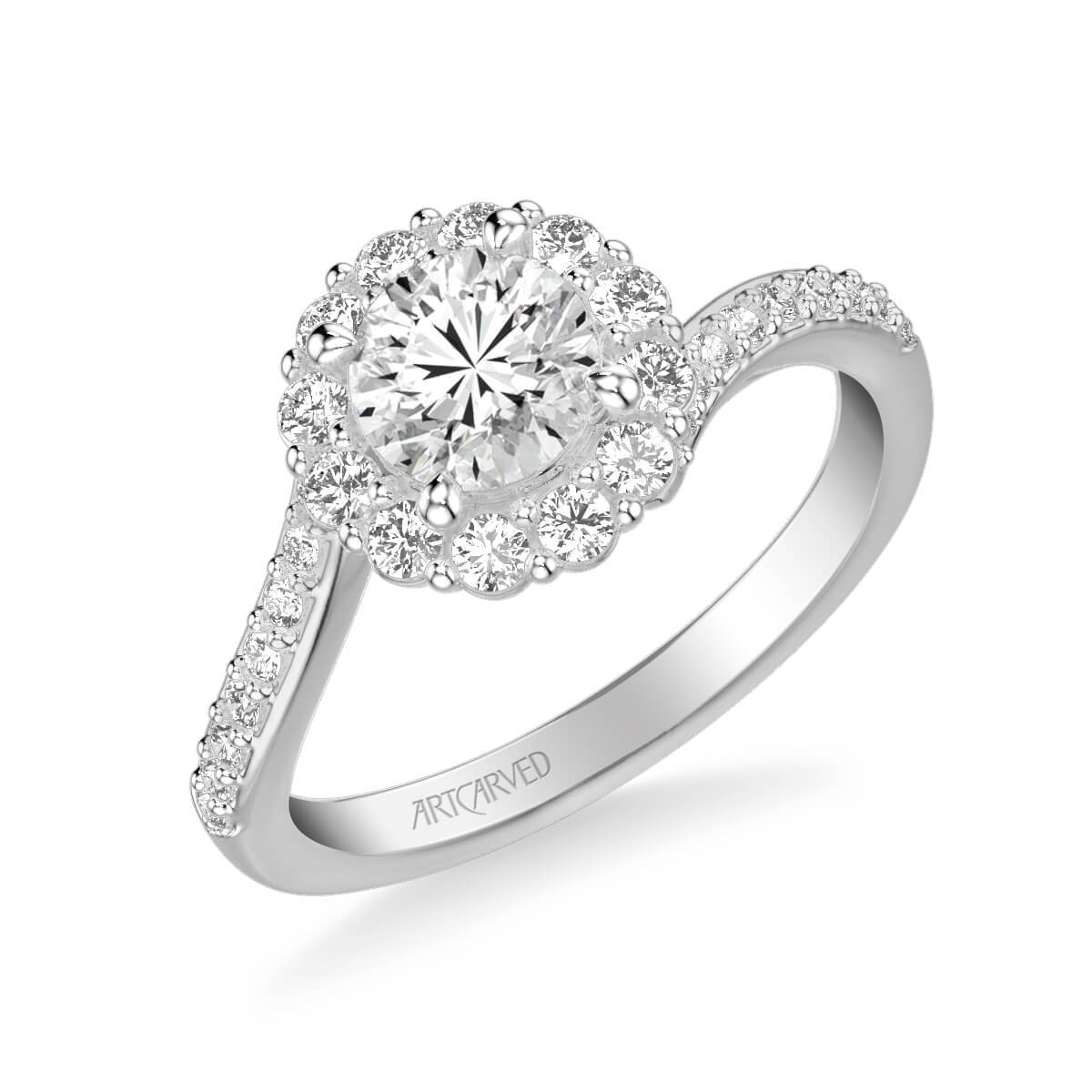 Sierra Contemporary Bypass Halo Twist Diamond Engagement Ring