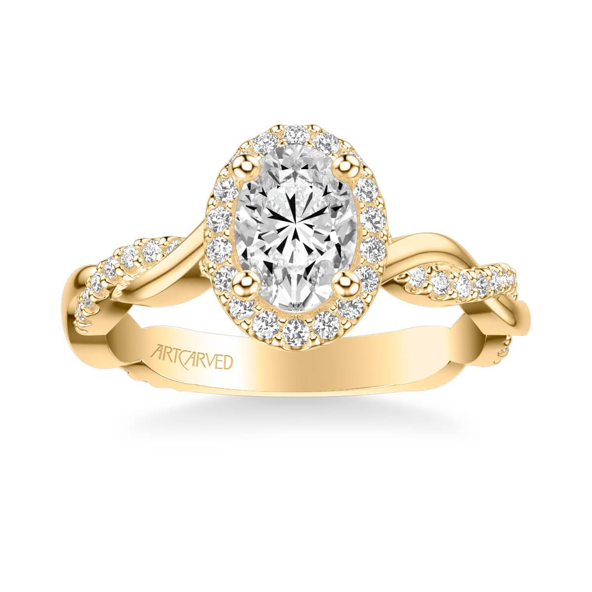 Rina Contemporary Oval Halo Twist Diamond Engagement Ring